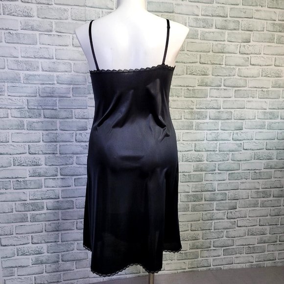 Vintage‎ Maidenform 38 Full Black Slip Lingerie Something Special Nylon Lace - Picture 7 of 9